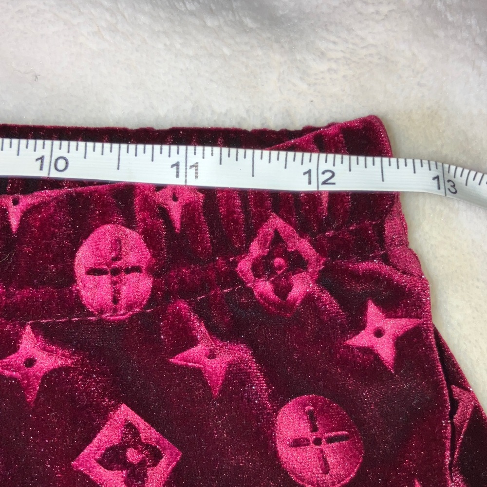 Velvet Burgundy Patterned Pants - Picture 5 of 9